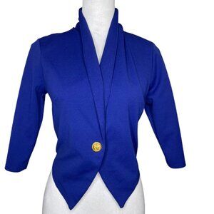 Eyrey Women's Cropped Cobalt Blue 3/4 Sleeve Work Office Casual Jacket Sz Small